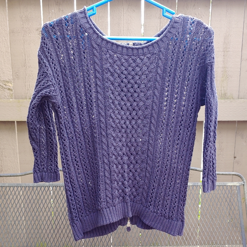 Anthropologie Moth Knit Back Zip Sweater